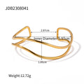 New Trendy 18k Gold Plated Stainless Steel Line Jewelry Gift Minimalist Opening Double Layer Bangles for Women