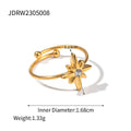 Waterproof 18K Gold-plated Stainless Steel Fashion Jewelry White Zirconia Octagram Rings for Women