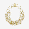 Women's Color Optional Three-row Pearl Glass Magnetic Buckle Necklaces - White Pearl Burning Gold (Necklace with Two Circles in the Same Picture) MegaBDM