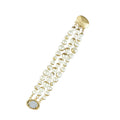 Women's Color Optional Three-row Pearl Glass Magnetic Buckle Necklaces MegaBDM