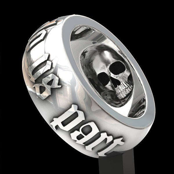 Men's Black Fashion Creative To Die Forever Ring - White / No. 7 MegaBDM