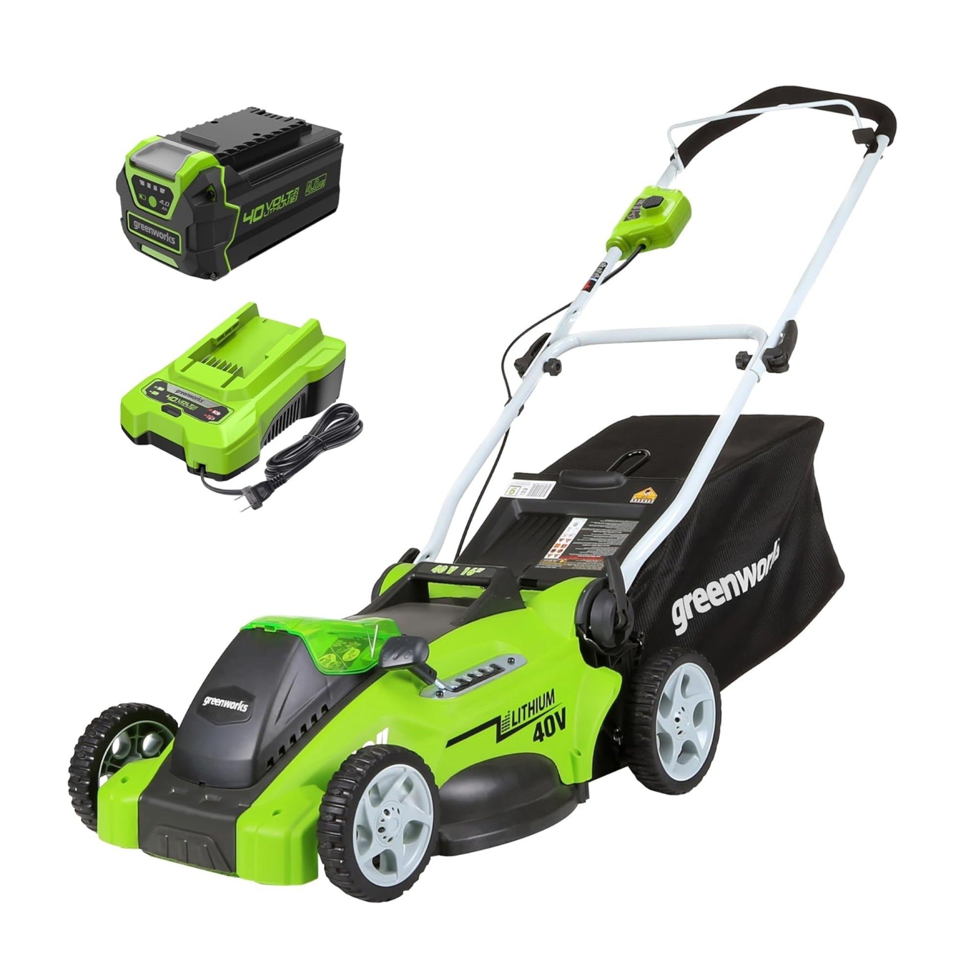 40V 16" Cordless Battery Push Lawn Mower w/ 4.0Ah Battery & Charger, LM1604 MegaBDM