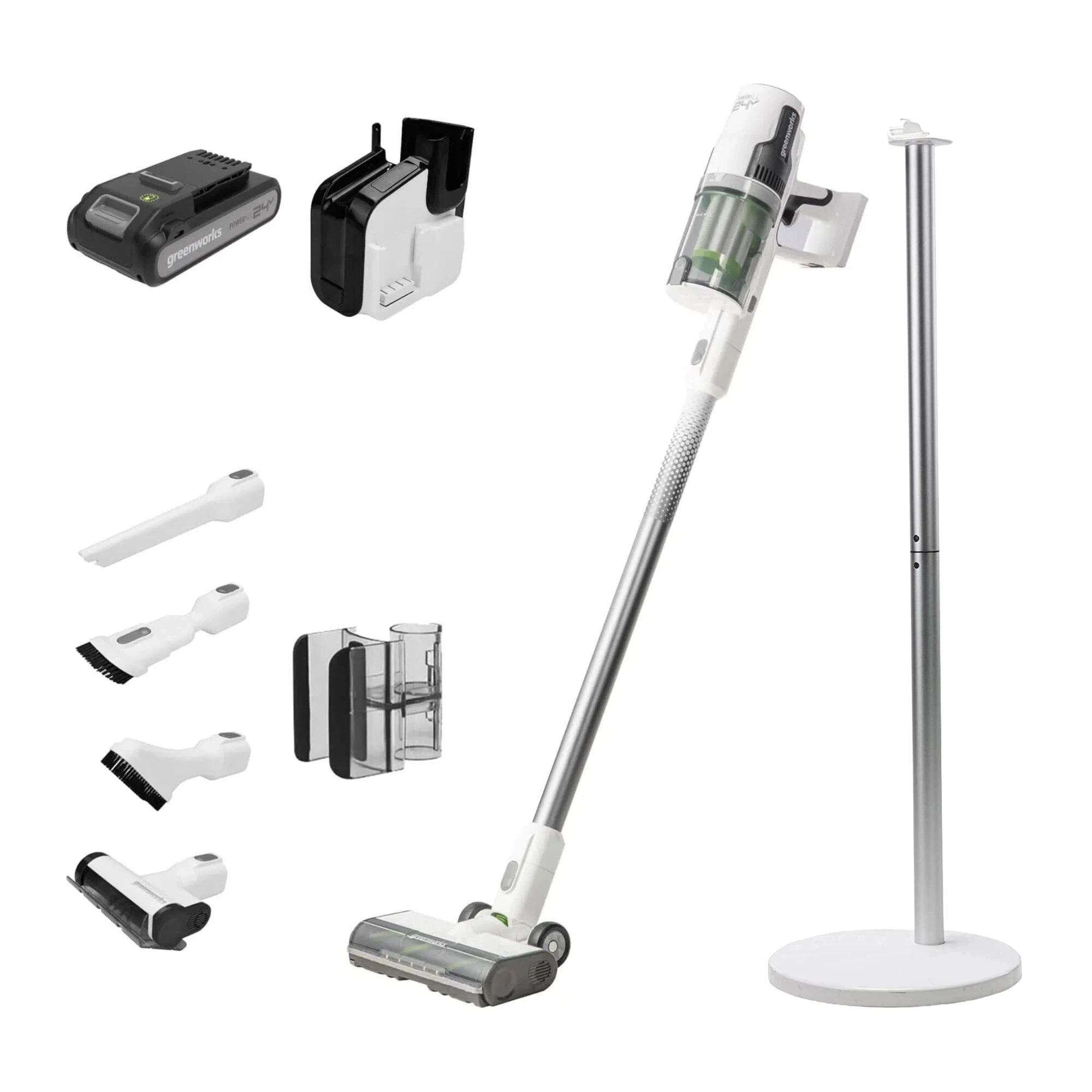 24V Cordless Battery Stick Vacuum & Stand : 4.0 Ah USB-C Battery and Charger MegaBDM