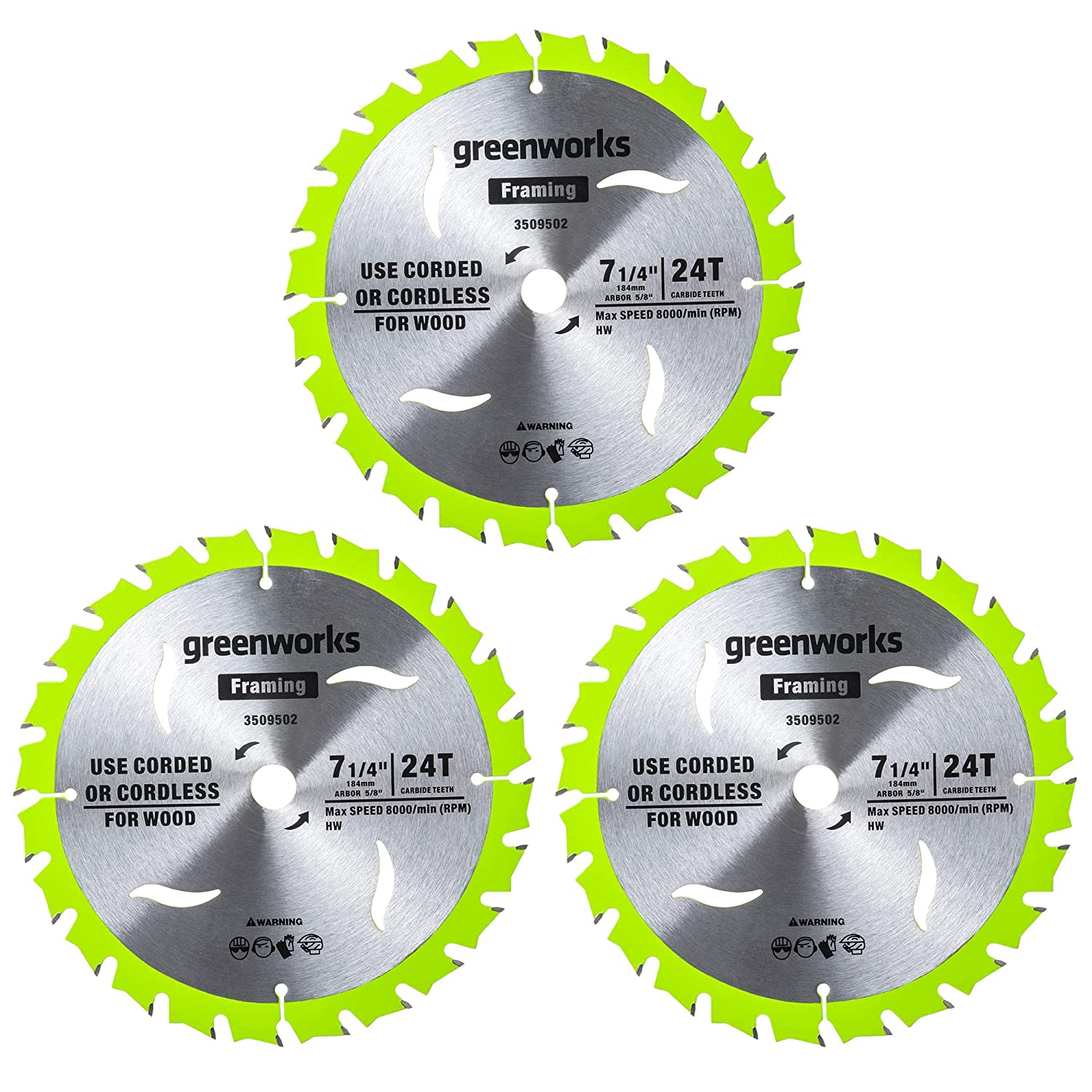 Greenworks 24V 7-1/4 " 24T Circular Saw Blades?3pc MegaBDM