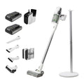 24V Cordless Battery White Stick Vacuum 3-in-1 Bundle: (2) 4.0 Ah USB Batteries and Charging Stand MegaBDM