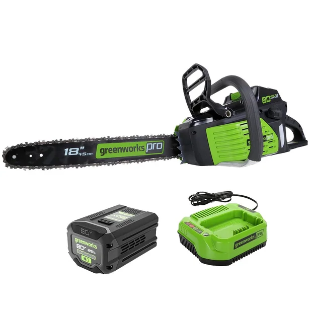 80V 18" Cordless Battery Chainsaw: 2.0 Ah Battery and Charger MegaBDM