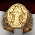 Neutral Gold-plated Virgin Mary Blessing Badge Rings - Yellow Gold / No. 10 MegaBDM