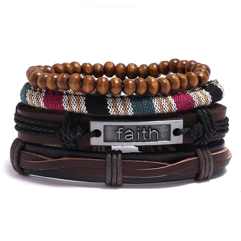 Men's Cowhide Hand-woven Leather Carrying Strap Bracelet - HM-70375(L) MegaBDM
