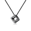 Women's & Men's Retro Simple Hollow Personality Square Cube Necklaces - Black with Chain MegaBDM