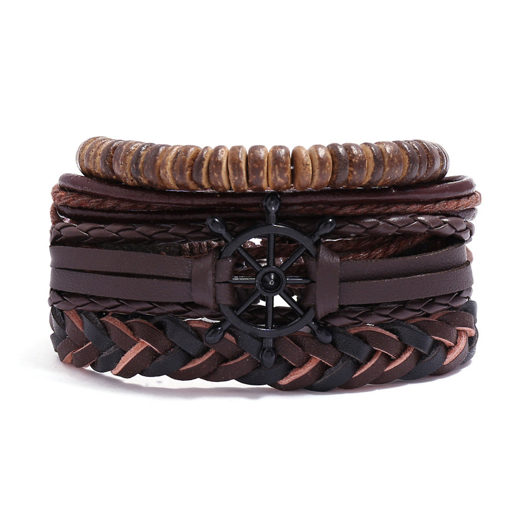 Men's Cowhide Hand-woven Leather Carrying Strap Bracelet - HM-70375(Z) MegaBDM