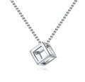Women's & Men's Retro Simple Hollow Personality Square Cube Necklaces - Silver Free Chain MegaBDM