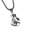 Titanium Steel Fist Solid Couple Clavicle Pendants - Silver Boxing Gloves Titanium Steel Necklace MegaBDM