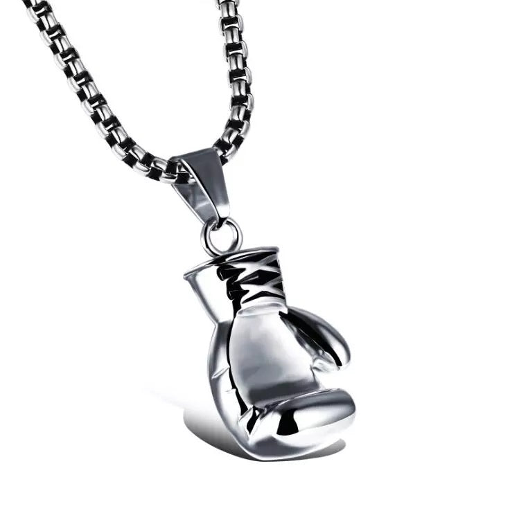 Titanium Steel Fist Solid Couple Clavicle Pendants - Silver Boxing Gloves Titanium Steel Necklace MegaBDM