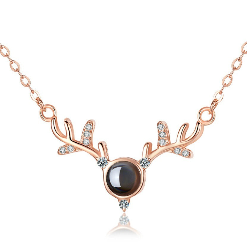Sier You Projection Female Language Love Little Dear Pendants - Rose Gold / 925 Silver MegaBDM
