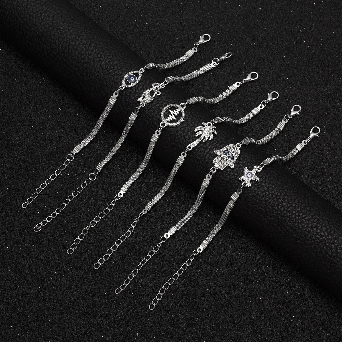 Street Shot Fashion Personality Geometric Sweet Chain Blue Eyes Sier Bracelets MegaBDM