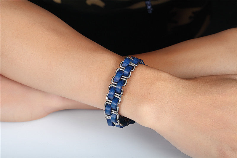 Classic Punk Geometric Leather Temperament Couple Bracelets MegaBDM
