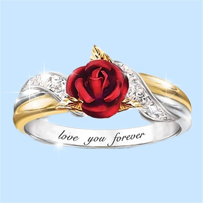 Attractive Comfortable Women's Flower Red Rose Ring MegaBDM