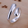 Women's Creative Water Drop Open Sier Ring MegaBDM