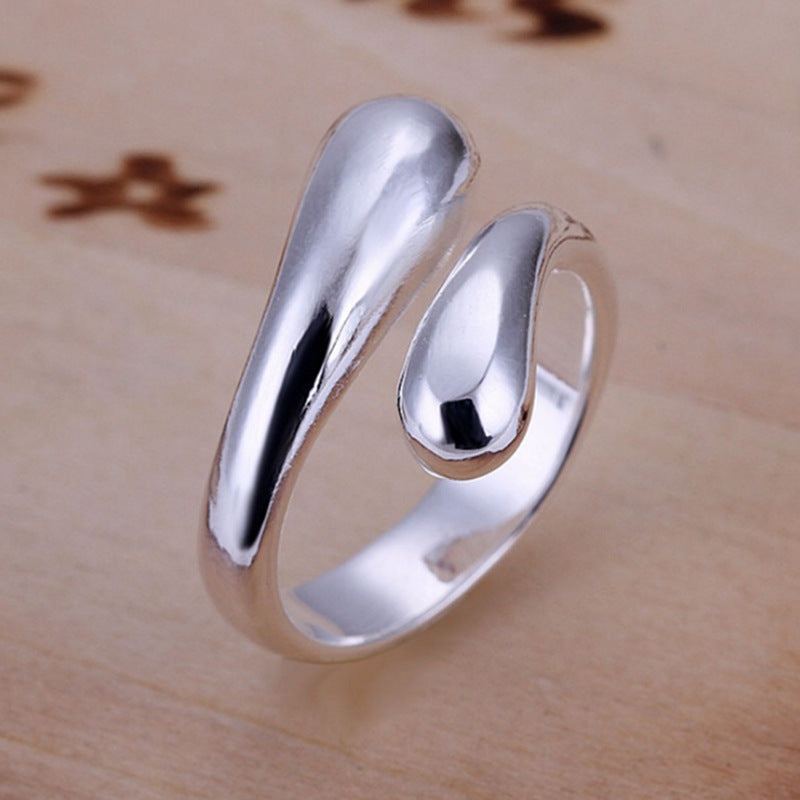 Women's Creative Water Drop Open Sier Ring MegaBDM