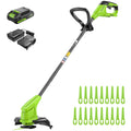 24V 10" Cordless Battery Blade-Head String Trimmer: 2.0 Ah Battery and 0.5A Charger MegaBDM