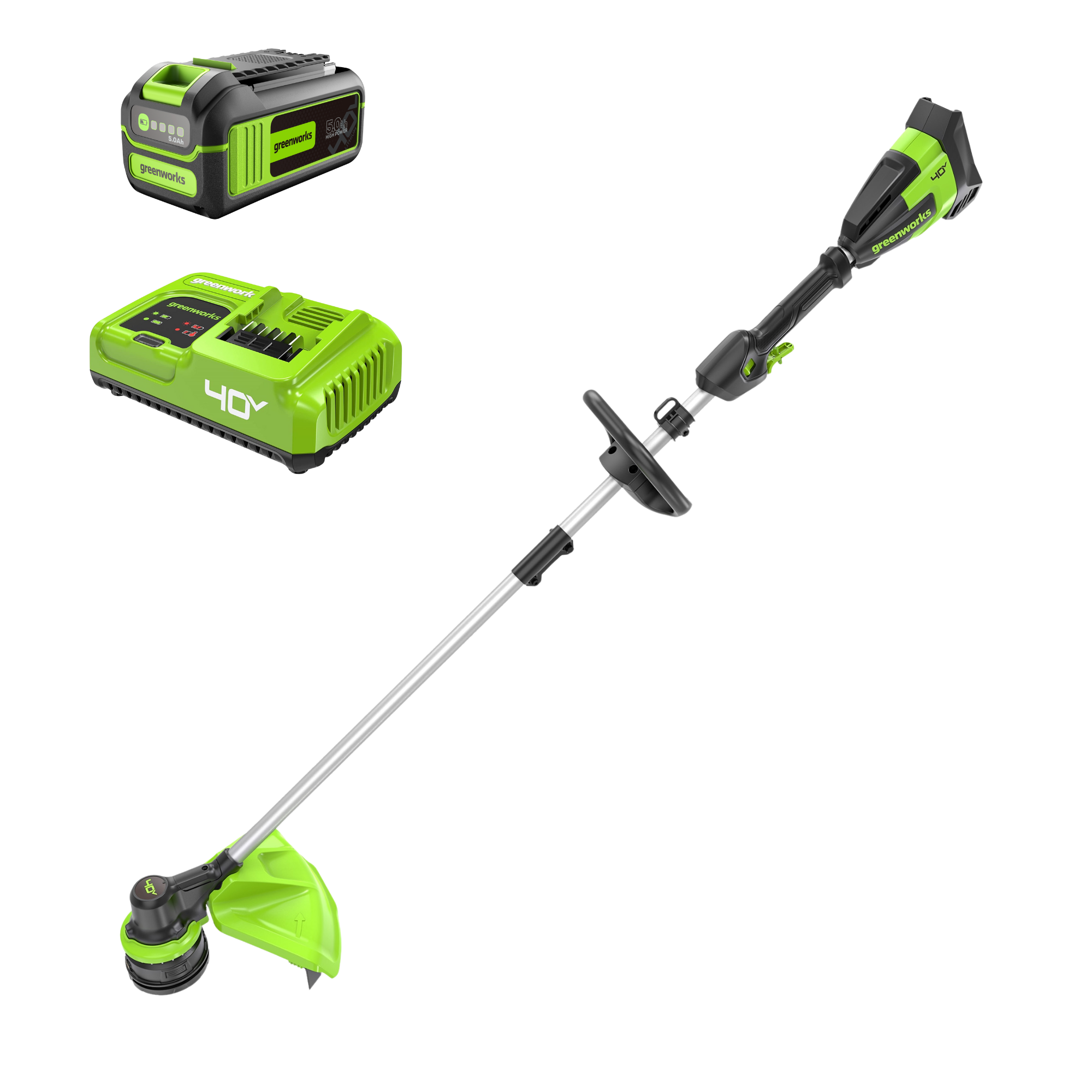 40V 17" Cordless Battery String Trimmer: 5.0 Ah Battery and 5A Charger MegaBDM