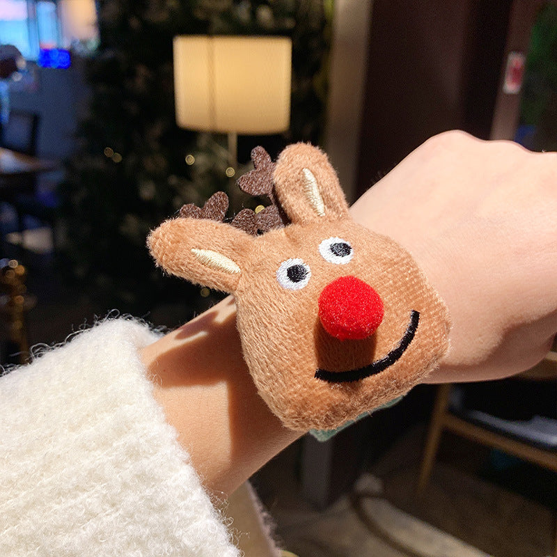 Christmas Plush Pop Cute Cartoon Doll Couple Small Gift Bracelet - # Red Nose Elk (Ring Pop) MegaBDM