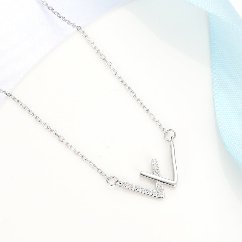 V-shaped Female Simple Design English Letter Necklaces MegaBDM