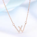 V-shaped Female Simple Design English Letter Necklaces - Rose Gold Double V Necklace / 925 Silver Necklace MegaBDM