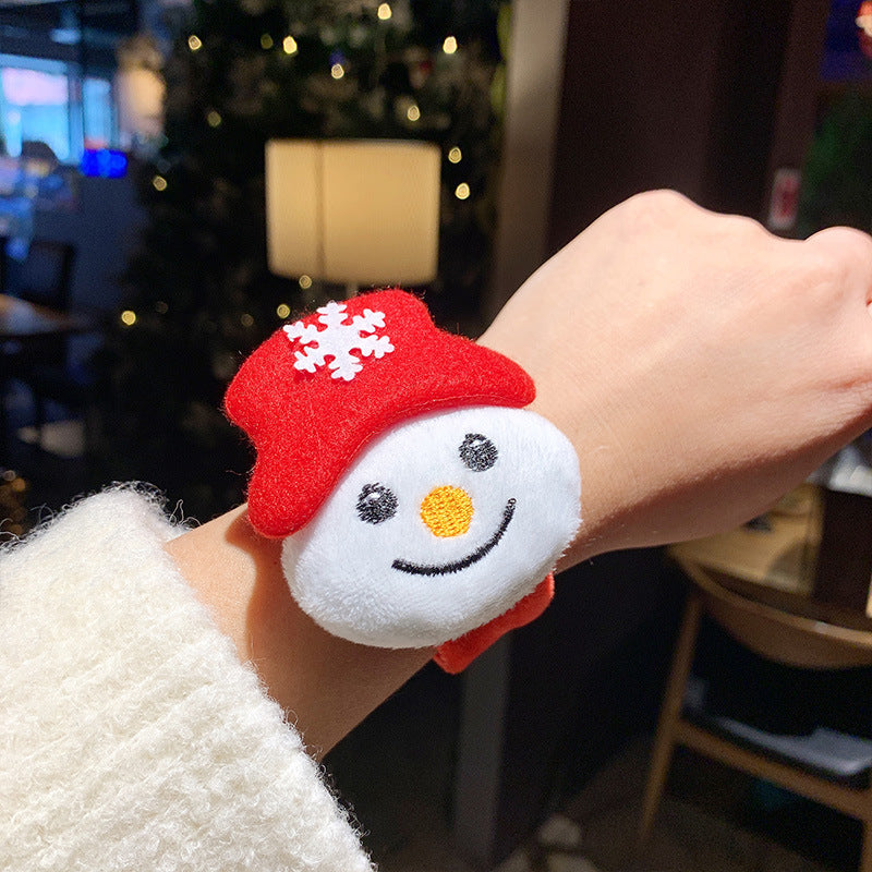 Christmas Plush Pop Cute Cartoon Doll Couple Small Gift Bracelet - # Snowflake Snowman (Ring Pop) MegaBDM