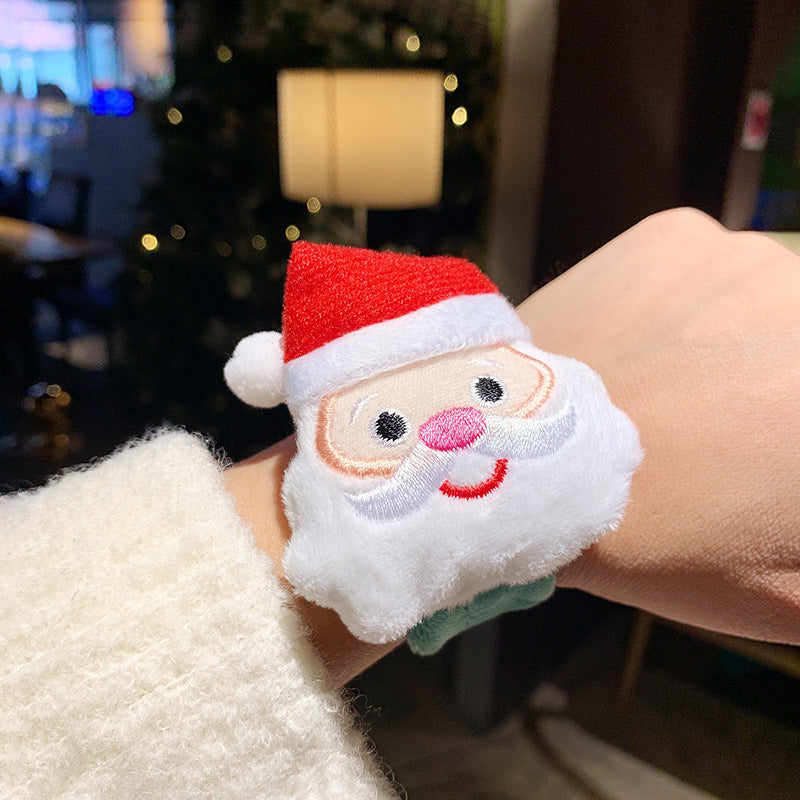 Christmas Plush Pop Cute Cartoon Doll Couple Small Gift Bracelet - # round Eyes Santa Claus (Ring Pop) MegaBDM