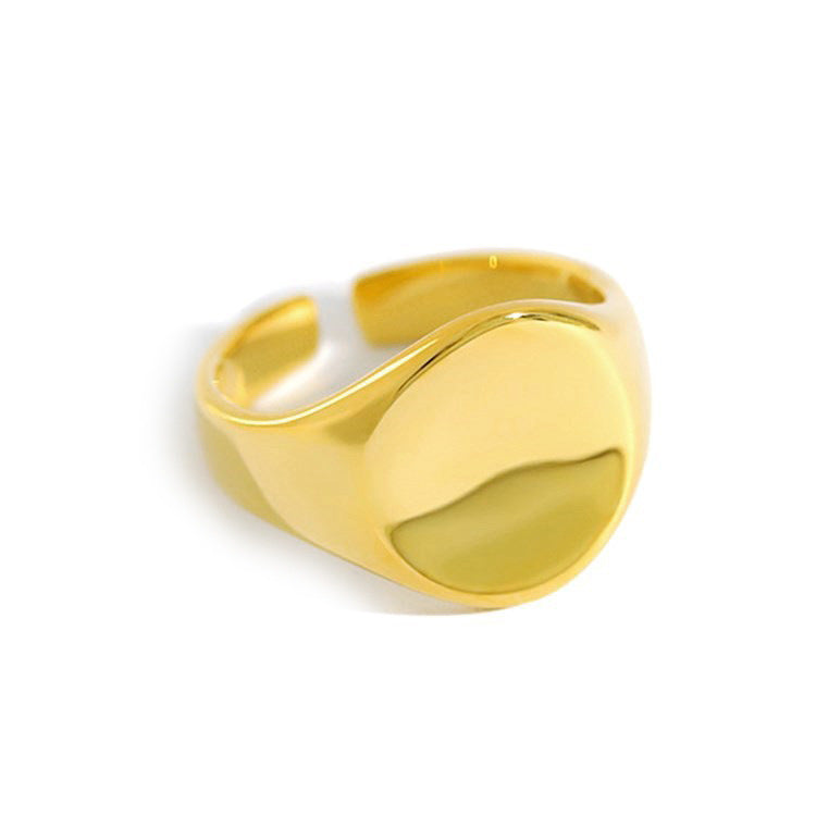 Fashion Geometry Pattern Square Round Smooth Opening Male Rings - Gold Jz0844 MegaBDM