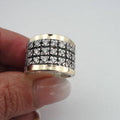Ethnic Retro Plaid Wide Face Female Creative Style Rings - Two-Tone / No. 6 MegaBDM