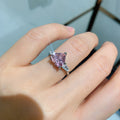 Heart-shaped Zircon Female Colored Gems Vintage Copper Plated Gold Ring - Pink diamond MegaBDM