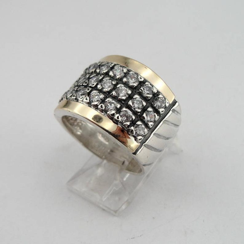 Ethnic Retro Plaid Wide Face Female Creative Style Rings MegaBDM