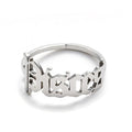Female Retro Opening Simple English Letters Ring - Pisces Steel Color / Adjustable Opening MegaBDM