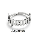 Female Retro Opening Simple English Letters Ring - Aquarian Steel Color / Adjustable Opening MegaBDM