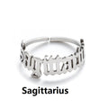 Female Retro Opening Simple English Letters Ring - Sagittarius Steel Color / Adjustable Opening MegaBDM