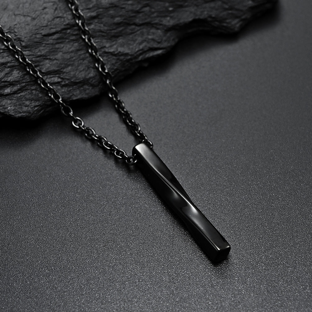 Women's & Men's Cold Style Spiral Straight Mobius Trendy Hip Necklaces - Black Cross Chain 60cm MegaBDM