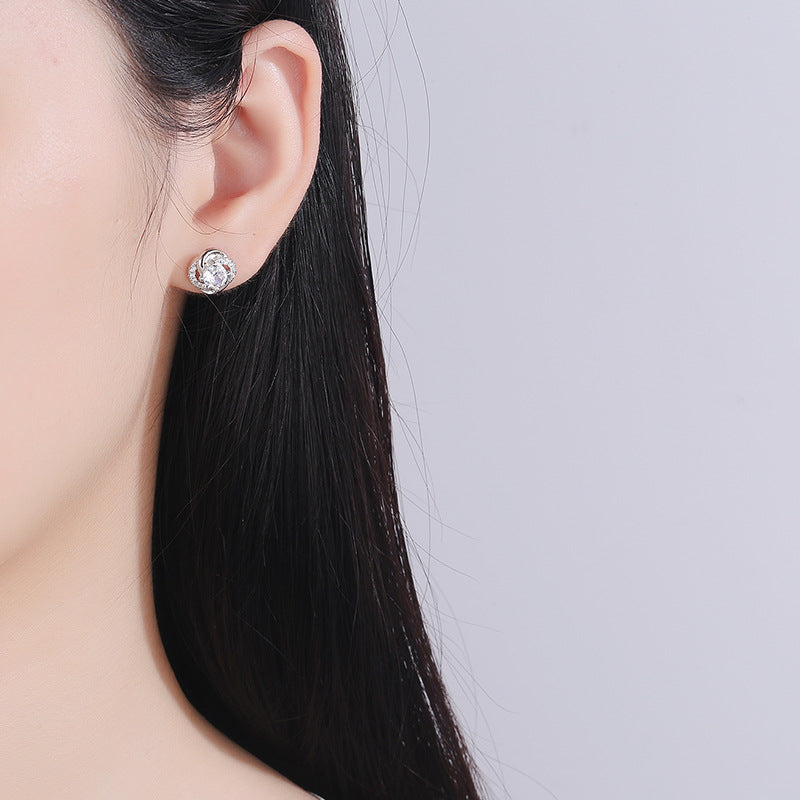 Women's Luxury Full Diamond Four Leaf Clover Ear Trendy Exquisite Versatile Stud Earrings MegaBDM