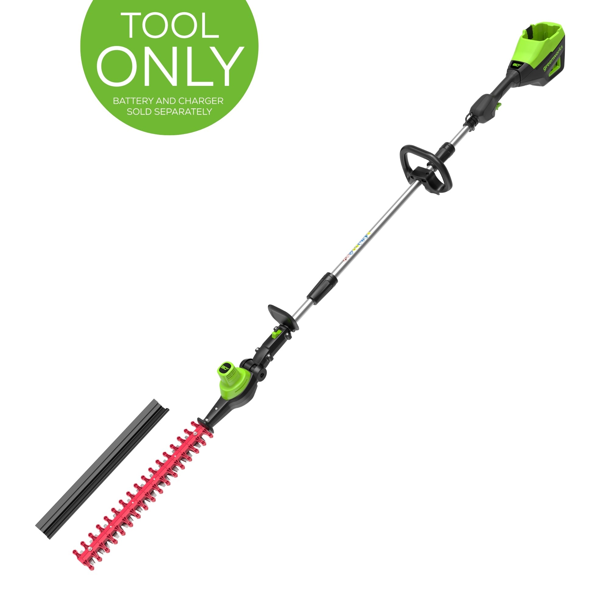 80V 20" Cordless Battery Pole Hedge Trimmer (1.2" cut, 3200 SPM), Tool-Only MegaBDM