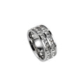 Women's & Men's Double Row Diamond Stainless Steel Personality Small Square Full Ring - Silver Double Row Diamond / No. 10 MegaBDM