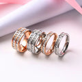 Women's & Men's Double Row Diamond Stainless Steel Personality Small Square Full Ring MegaBDM