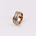 Women's & Men's Double Row Diamond Stainless Steel Personality Small Square Full Ring - Rose Gold Double Row Diamond / No. 5 MegaBDM