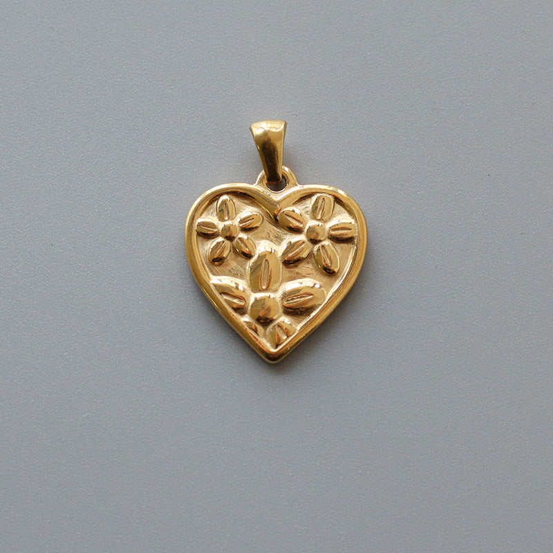 Rose Drop-shaped Stainless Steel Gold Plated Pendants - S07 Love Three Flowers MegaBDM