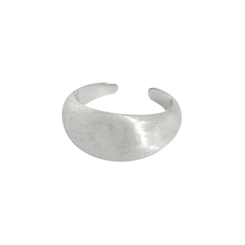 Korean Style Sterling Sier Cold Simple Irregular Wide Brushed Glossy Ring - Brushed Style / Adjustable Opening MegaBDM