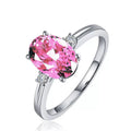 Copper Emerald Blue Ruby Adjustable Tourmaline Female Personality Fashion Open Ring - Pink / Jz007 MegaBDM