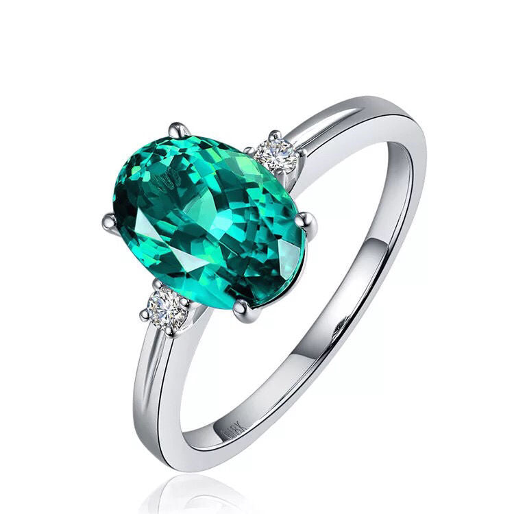 Copper Emerald Blue Ruby Adjustable Tourmaline Female Personality Fashion Open Ring - Green / Jz007 MegaBDM