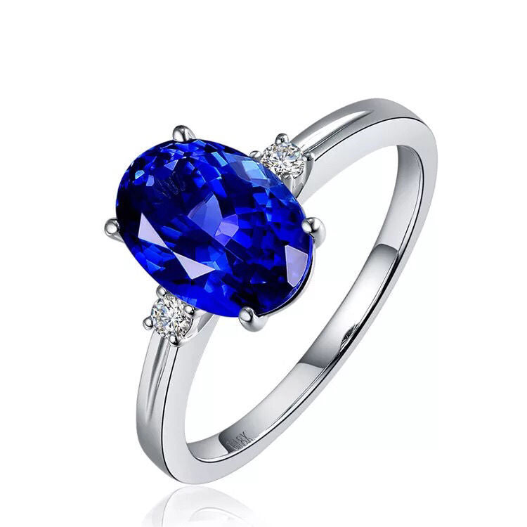 Copper Emerald Blue Ruby Adjustable Tourmaline Female Personality Fashion Open Ring - Blue / Jz007 MegaBDM