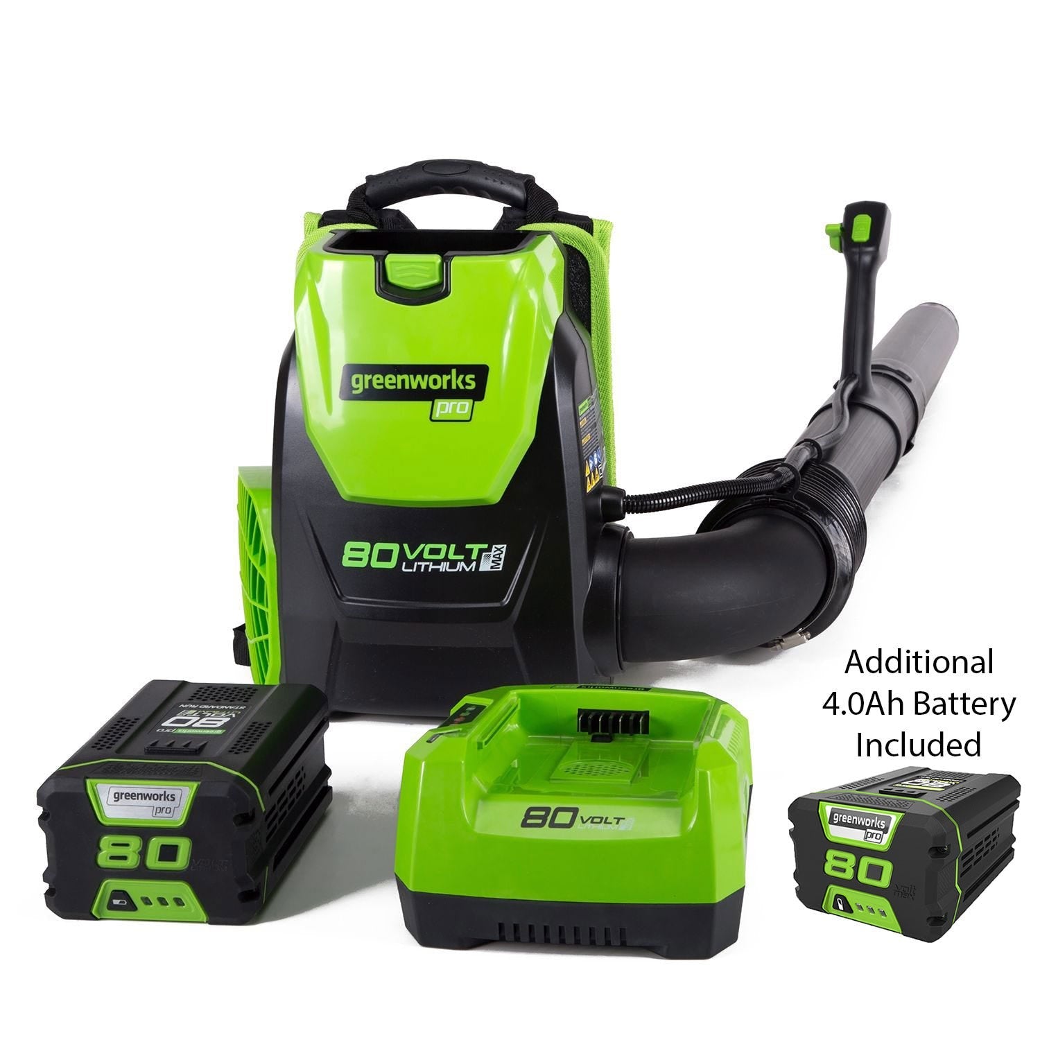 80V 580 CFM Brushless Backpack Blower with 2.5Ah and 4.0Ah Battery and Charger MegaBDM