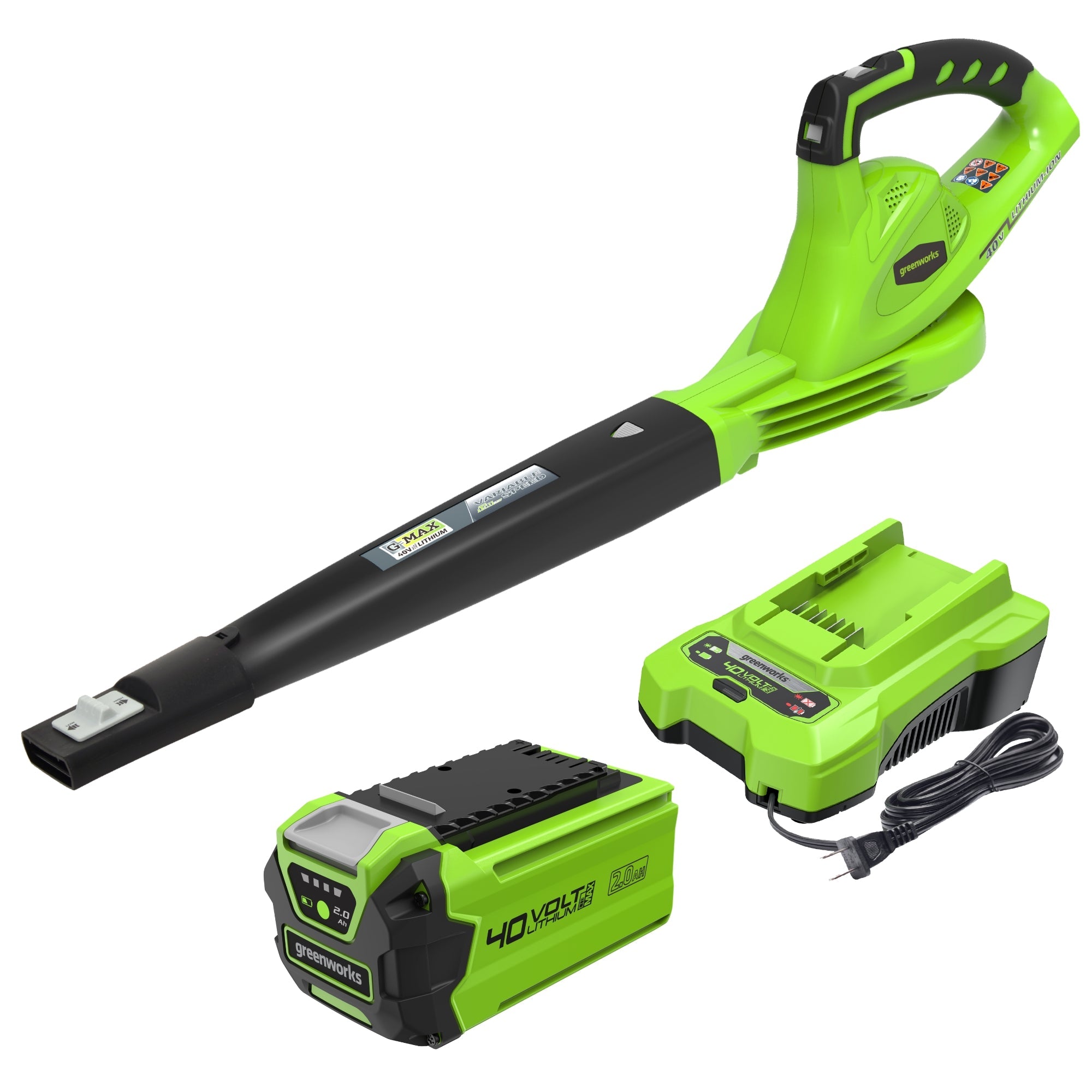 40V 135 CFM Cordless Battery Leaf Blower: 2.0 Ah Battery and Charger MegaBDM
